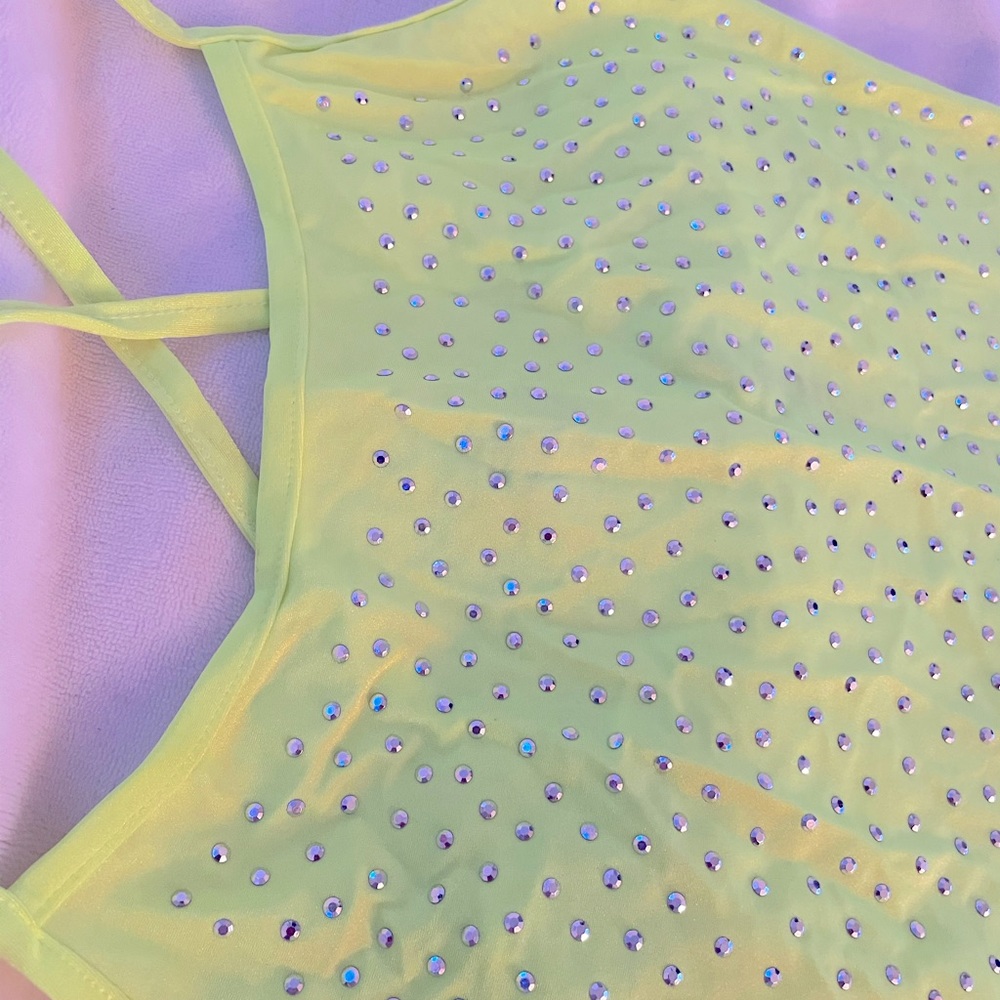 Neon Green and silver beaded